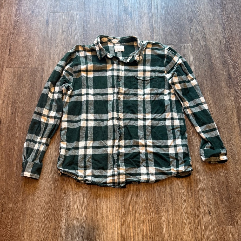 PacSun Green and White Flannel